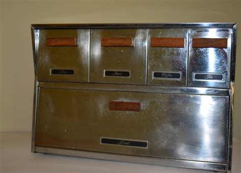 vintage metal bread box ebay|vintage stainless steel bread box.